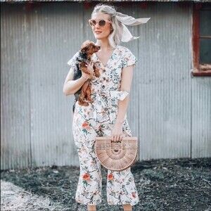 GAL MEETS GLAM COLLECTION Sophia Button Front Jumpsuit 2 NWOT